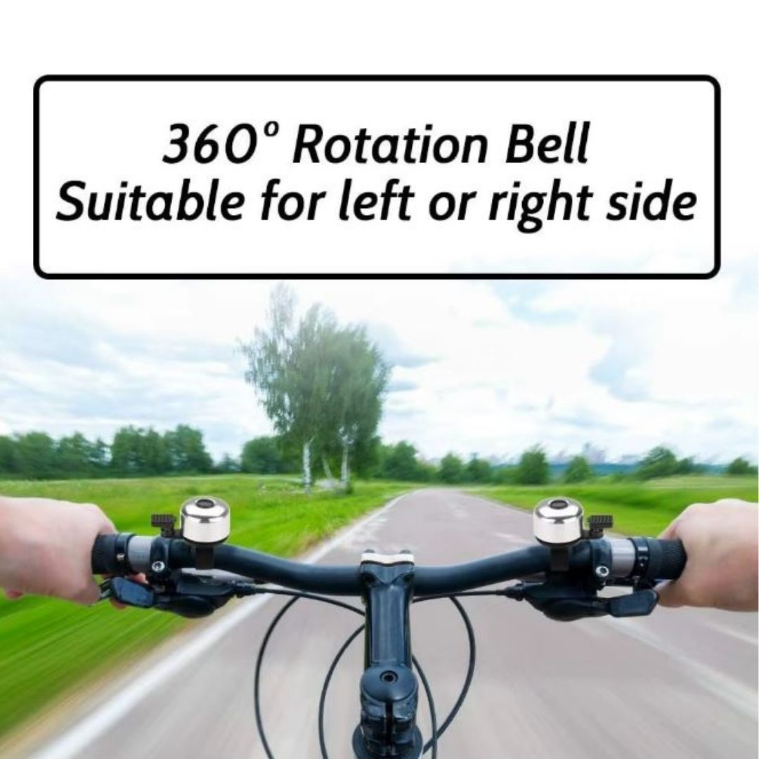 SILVER Aluminum Alloy Bicycle Bell Loud Handlebar Horn Waterproof Mini Bike Safety Ring for MTB Road Bike E-Bike Scooter & Wheelchair Metal Cycling Accessory Warning Ring Durable Thumb Press
