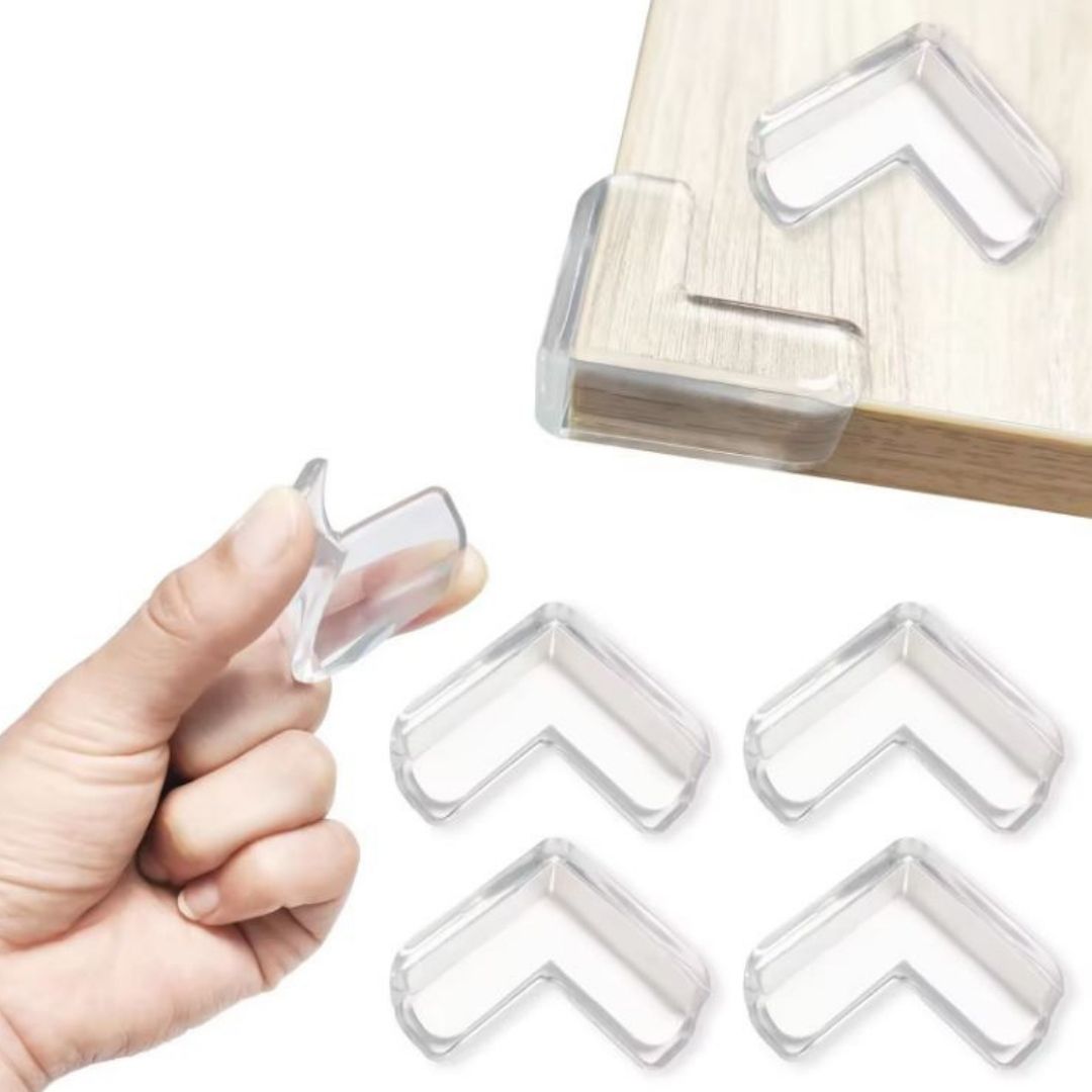 Transparent L-Shaped Baby Safety Corner Protectors Soft Silicone Anti-Collision Furniture Edge Guards for Tables Cabinets & Desks (4/8/12/16 PCS) 2 Two Sided Kids Child Children Clear Sharp Cushion