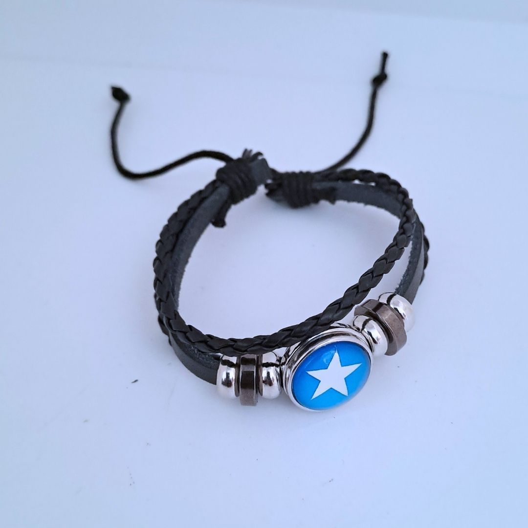 SOMALIA National Flag Leather Bangle Bracelet Patriotic Woven Cuff for Men Women Adjustable Snap Button for Independence Day I Love My Country Gift for Diaspora Foreigners Kenya Somali Uganda Tanzania