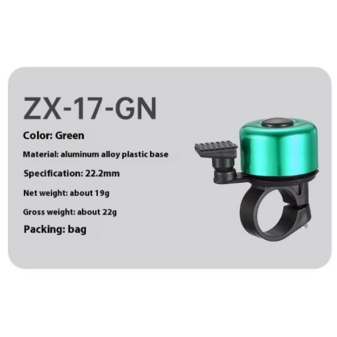 GREEN Aluminum Alloy Bicycle Bell Loud Handlebar Horn Waterproof Mini Bike Safety Ring for MTB Road Bike E-Bike Scooter & Wheelchair Metal Cycling Accessory Warning Ring Durable Thumb Press