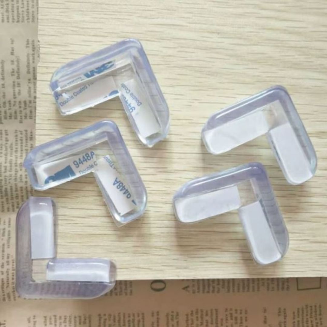 Transparent L-Shaped Baby Safety Corner Protectors Soft Silicone Anti-Collision Furniture Edge Guards for Tables Cabinets & Desks (4/8/12/16 PCS) 2 Two Sided Kids Child Children Clear Sharp Cushion