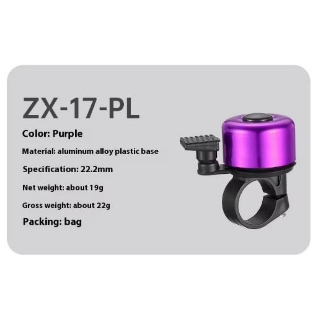 PURPLE Aluminum Alloy Bicycle Bell Loud Handlebar Horn Waterproof Mini Bike Safety Ring for MTB Road Bike E-Bike Scooter & Wheelchair Metal Cycling Accessory Warning Ring Durable Thumb Press