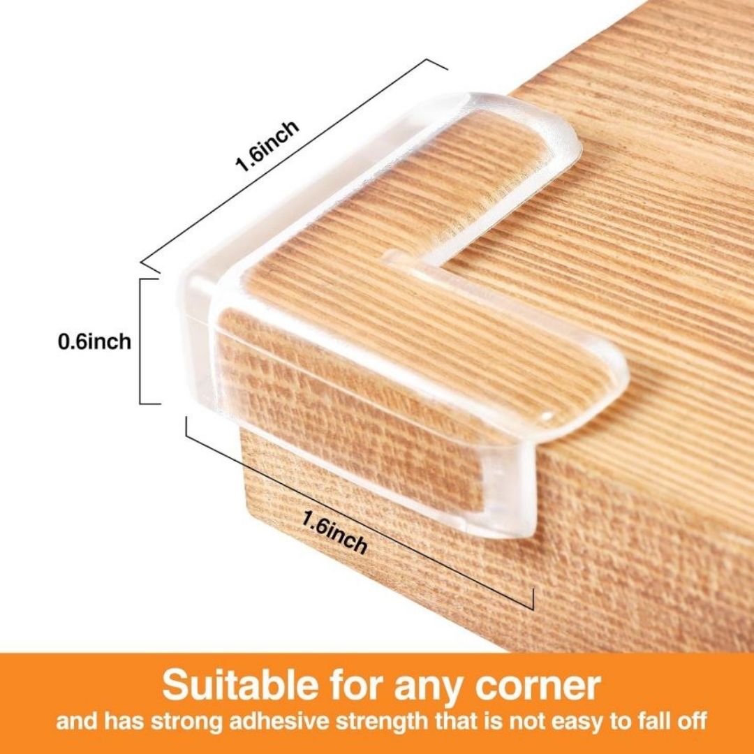 Transparent L-Shaped Baby Safety Corner Protectors Soft Silicone Anti-Collision Furniture Edge Guards for Tables Cabinets & Desks (4/8/12/16 PCS) 2 Two Sided Kids Child Children Clear Sharp Cushion