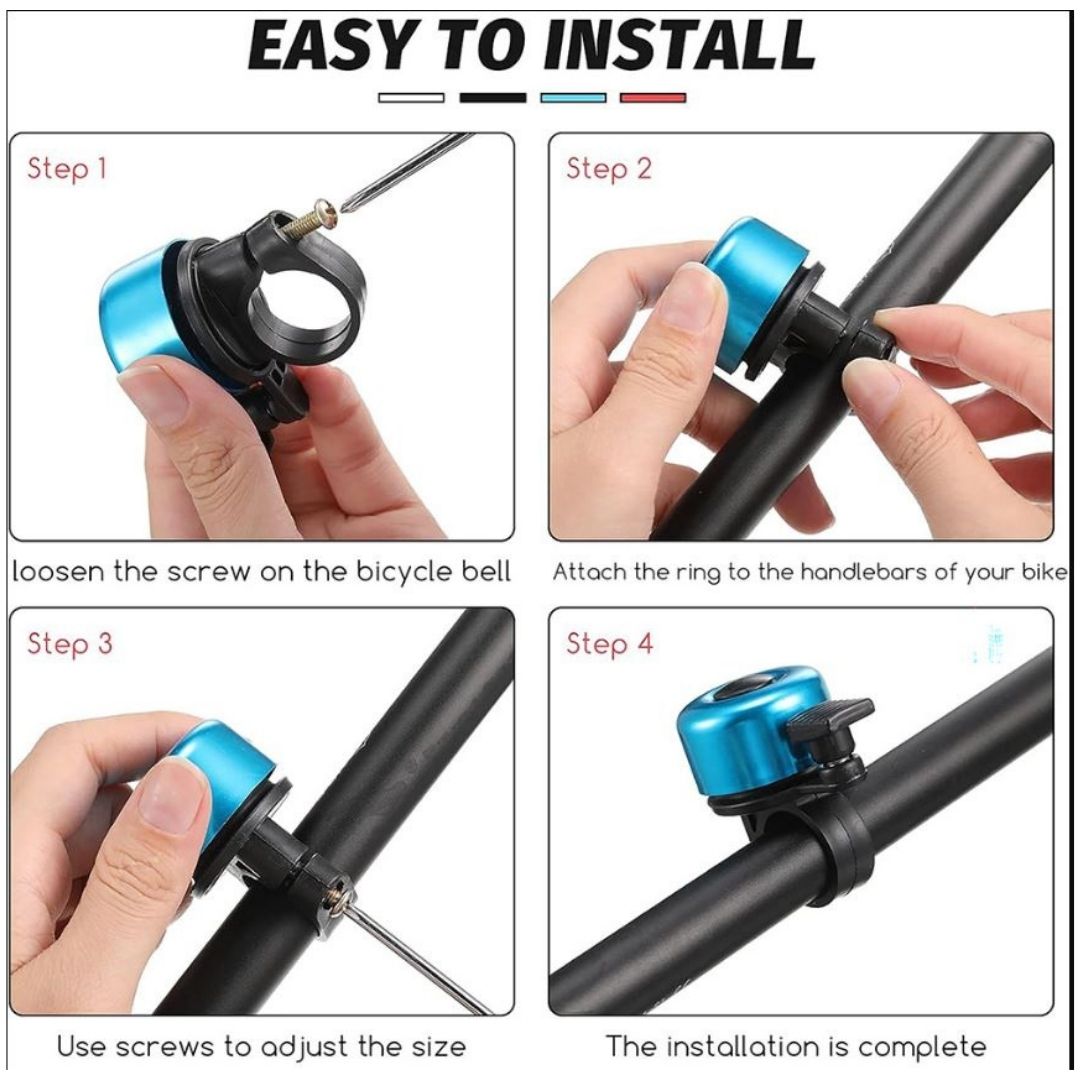 BLUE Metallic Bicycle Bell Loud Aluminum Handlebar Bike Horn for Kids & Adults Waterproof Mini Safety Ring for MTB E-Bike & Scooters Metal Cycling Accessory Mini Small Gadgets Siren