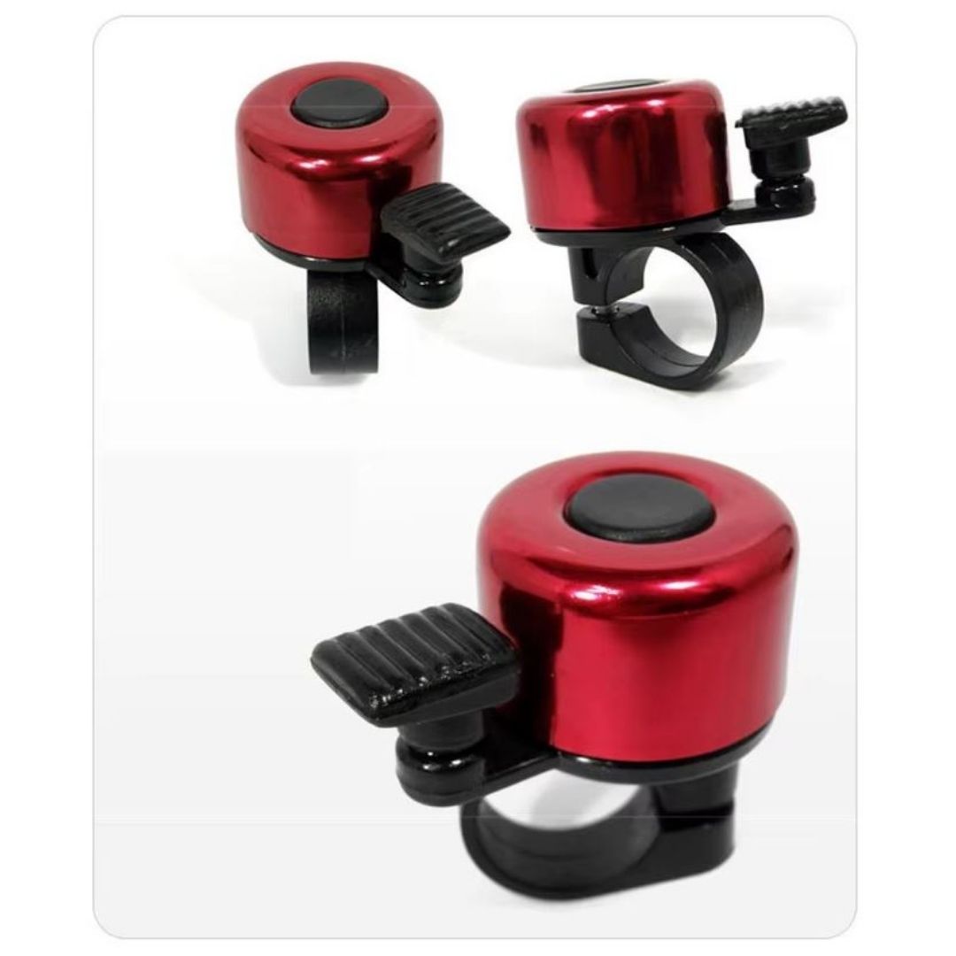 RED Aluminum Alloy Bicycle Bell Loud Handlebar Horn Waterproof Mini Bike Safety Ring for MTB Road Bike E-Bike Scooter & Wheelchair Metal Cycling Accessory Warning Ring Durable Thumb Press SHIMANO