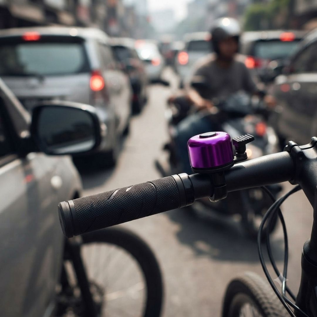 PURPLE Aluminum Alloy Bicycle Bell Loud Handlebar Horn Waterproof Mini Bike Safety Ring for MTB Road Bike E-Bike Scooter & Wheelchair Metal Cycling Accessory Warning Ring Durable Thumb Press