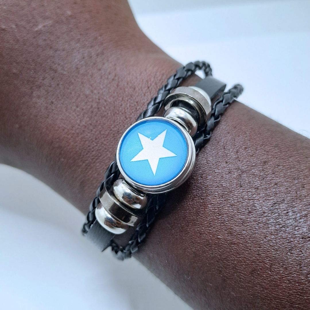 SOMALIA National Flag Leather Bangle Bracelet Patriotic Woven Cuff for Men Women Adjustable Snap Button for Independence Day I Love My Country Gift for Diaspora Foreigners Kenya Somali Uganda Tanzania
