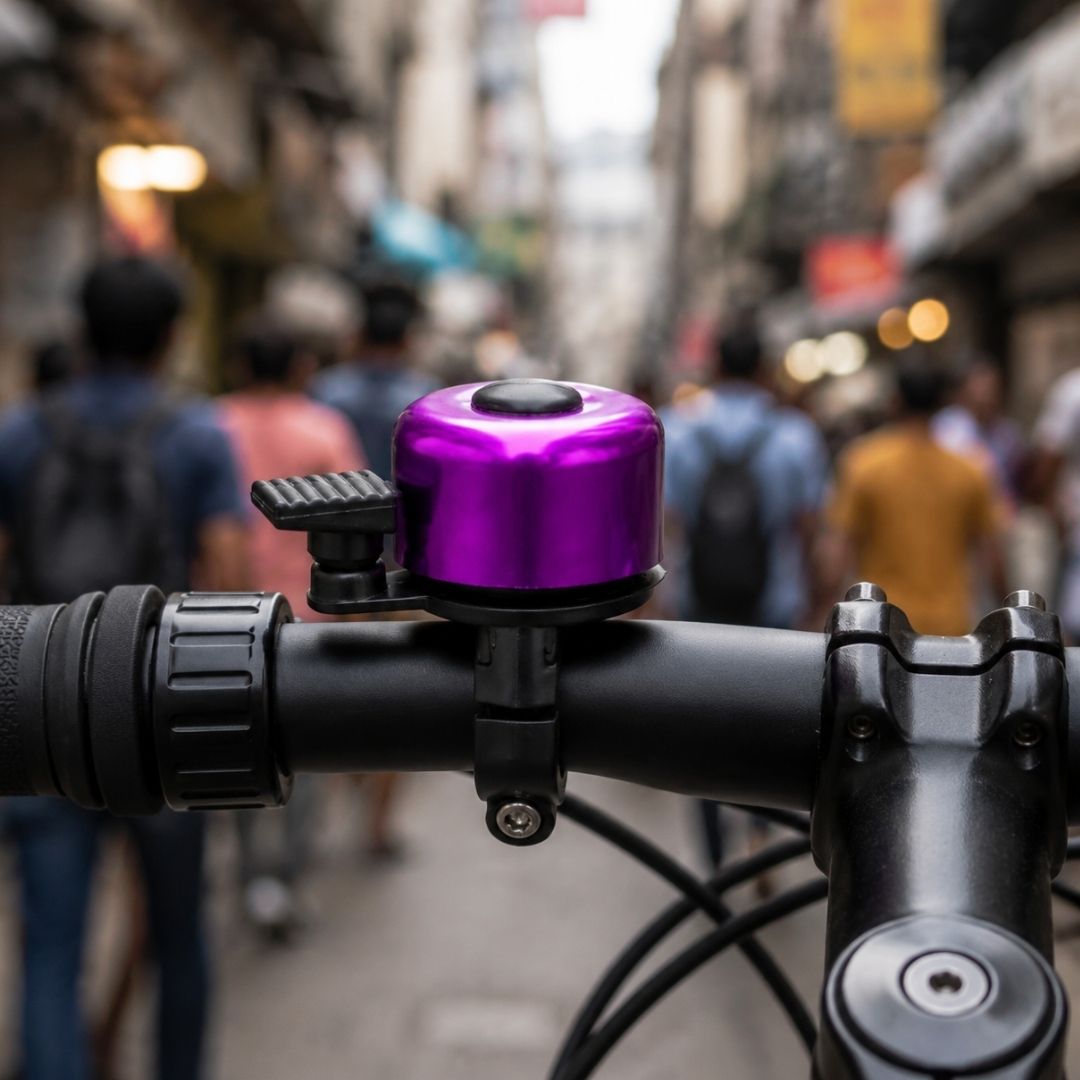 PURPLE Aluminum Alloy Bicycle Bell Loud Handlebar Horn Waterproof Mini Bike Safety Ring for MTB Road Bike E-Bike Scooter & Wheelchair Metal Cycling Accessory Warning Ring Durable Thumb Press
