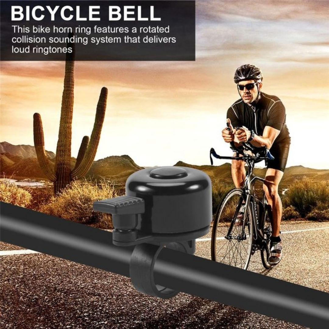 BLACK Aluminum Alloy Bicycle Bell Loud Handlebar Horn Waterproof Mini Bike Safety Ring for MTB Road Bike E-Bike Scooter & Wheelchair Metal Cycling Accessory Warning Ring Durable Thumb Press