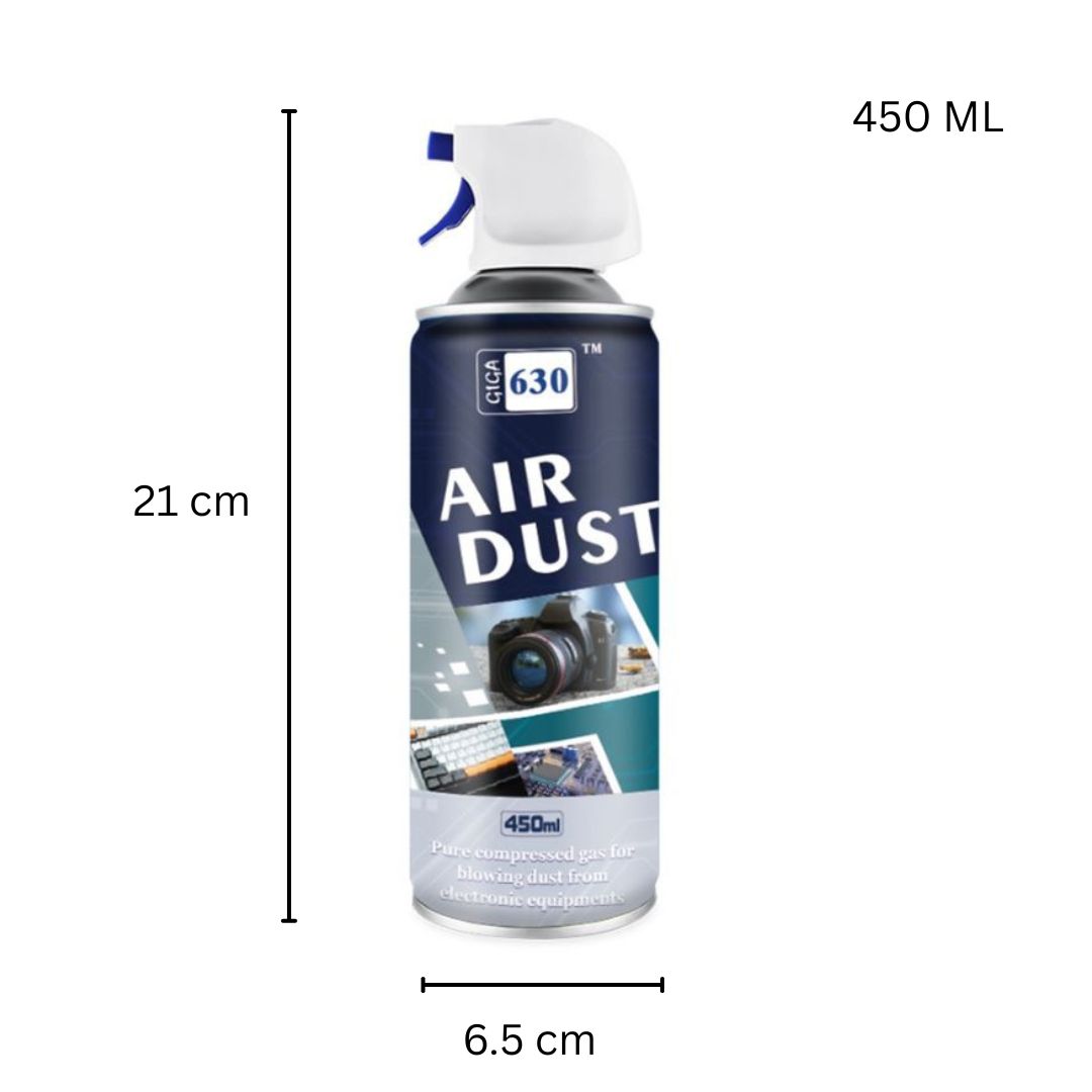 GIGA 630 Precision Electronic Cleaning Air Duster 450ml Compressed Gas Spray for Computers Cameras Keyboards & Motherboards Eco-Friendly Anti-Dust Blower with Extension Nozzle Agent CPU