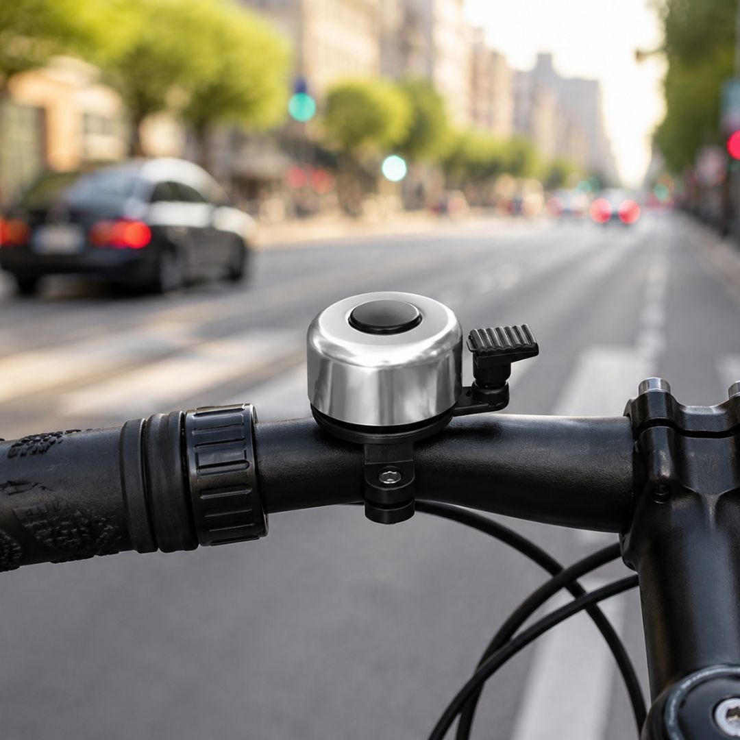 SILVER Metallic Aluminum Alloy Bicycle Bell Loud Crisp & Durable Handlebar Horn for Cycling Safety Bike Metal Accessories Mini Small Gadget Crisp Sound Warning Siren Ring Lightweight MTB SHIMANO