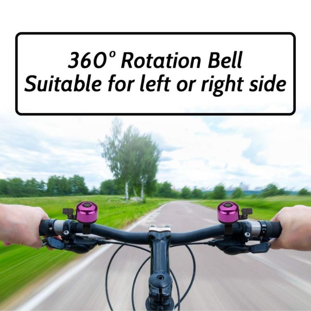 PURPLE Aluminum Alloy Bicycle Bell Loud Handlebar Horn Waterproof Mini Bike Safety Ring for MTB Road Bike E-Bike Scooter & Wheelchair Metal Cycling Accessory Warning Ring Durable Thumb Press