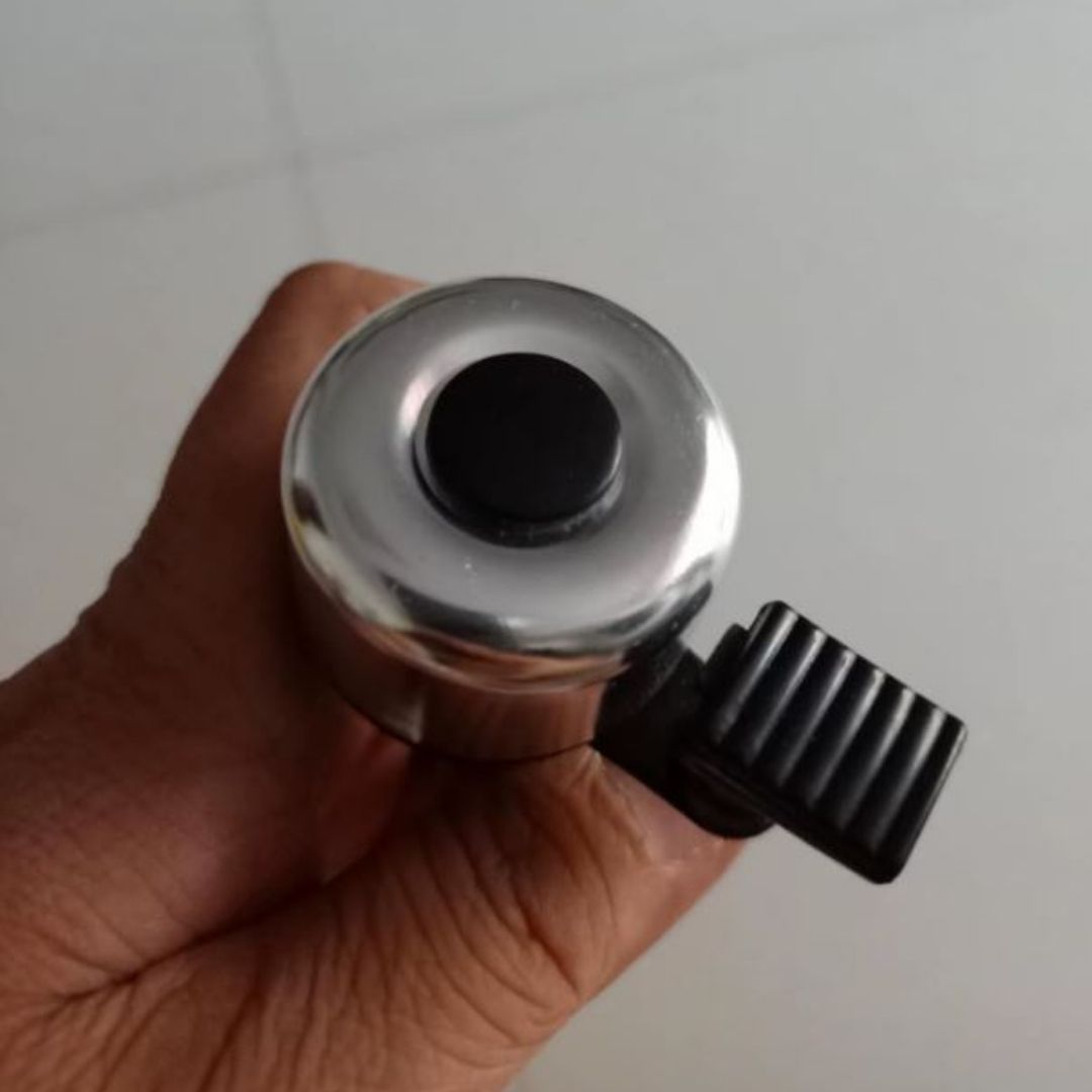 SILVER Metallic Aluminum Alloy Bicycle Bell Loud Crisp & Durable Handlebar Horn for Cycling Safety Bike Metal Accessories Mini Small Gadget Crisp Sound Warning Siren Ring Lightweight MTB SHIMANO
