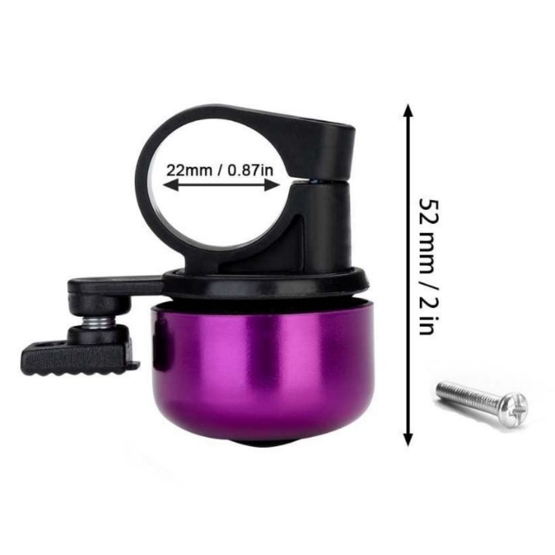 PURPLE Aluminum Alloy Bicycle Bell Loud Handlebar Horn Waterproof Mini Bike Safety Ring for MTB Road Bike E-Bike Scooter & Wheelchair Metal Cycling Accessory Warning Ring Durable Thumb Press