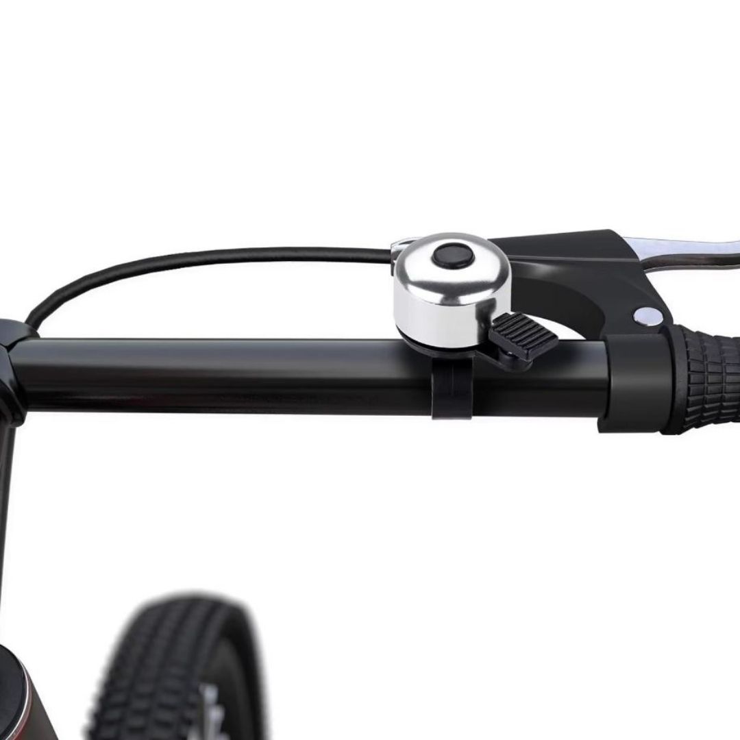 SILVER Aluminum Alloy Bicycle Bell Loud Handlebar Horn Waterproof Mini Bike Safety Ring for MTB Road Bike E-Bike Scooter & Wheelchair Metal Cycling Accessory Warning Ring Durable Thumb Press
