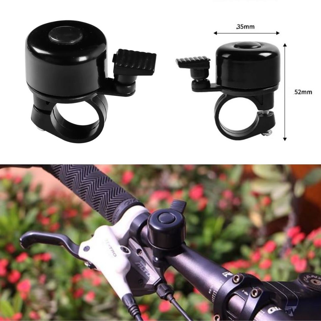 BLACK Aluminum Alloy Bicycle Bell Loud Handlebar Horn Waterproof Mini Bike Safety Ring for MTB Road Bike E-Bike Scooter & Wheelchair Metal Cycling Accessory Warning Ring Durable Thumb Press