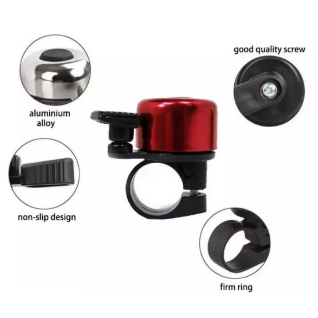 RED Metallic Bicycle Bell Loud Aluminum Handlebar Bike Horn for Kids & Adults Waterproof Mini Safety Ring for MTB E-Bike & Scooters Metal Cycling Accessory Mini Small Gadgets Siren SHIMANO SPEAR PART