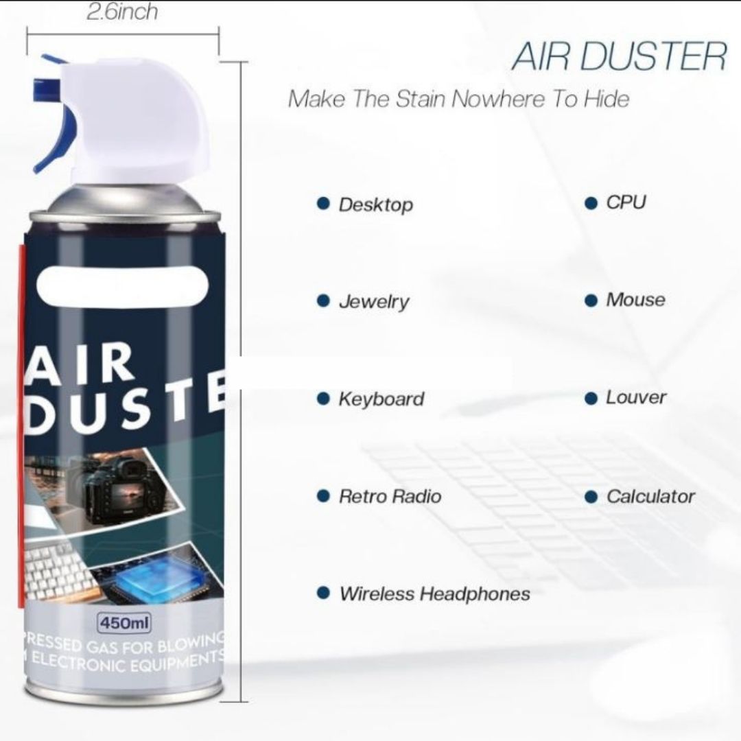 GIGA 630 Precision Electronic Cleaning Air Duster 450ml Compressed Gas Spray for Computers Cameras Keyboards & Motherboards Eco-Friendly Anti-Dust Blower with Extension Nozzle Agent CPU