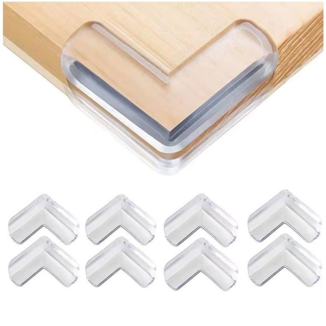 Transparent L-Shaped Baby Safety Corner Protectors Soft Silicone Anti-Collision Furniture Edge Guards for Tables Cabinets & Desks (4/8/12/16 PCS) 2 Two Sided Kids Child Children Clear Sharp Cushion