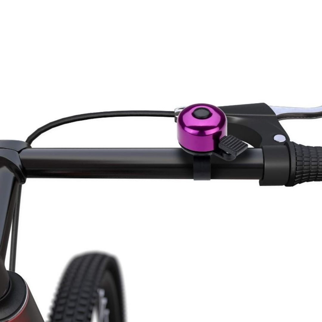 PURPLE Aluminum Alloy Bicycle Bell Loud Handlebar Horn Waterproof Mini Bike Safety Ring for MTB Road Bike E-Bike Scooter & Wheelchair Metal Cycling Accessory Warning Ring Durable Thumb Press
