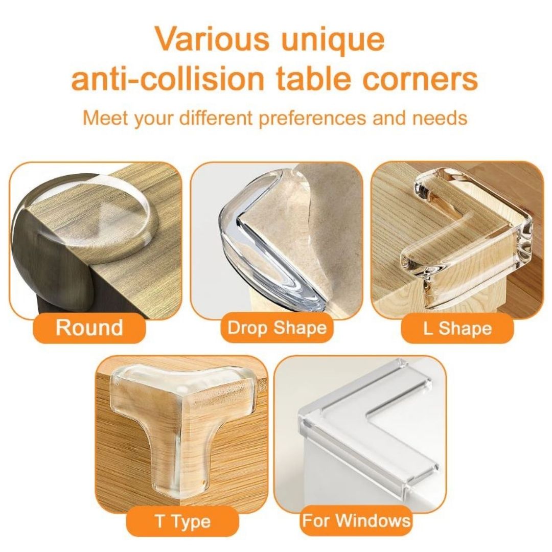 T-Shape Transparent Baby Corner Protectors – 3-Sided Silicone Furniture Edge Guards with Strong Adhesive Clear Anti-Collision Bumpers for Tables Desks & Cabinets (4/8/12/16 PCS) Safety Cushion Gift