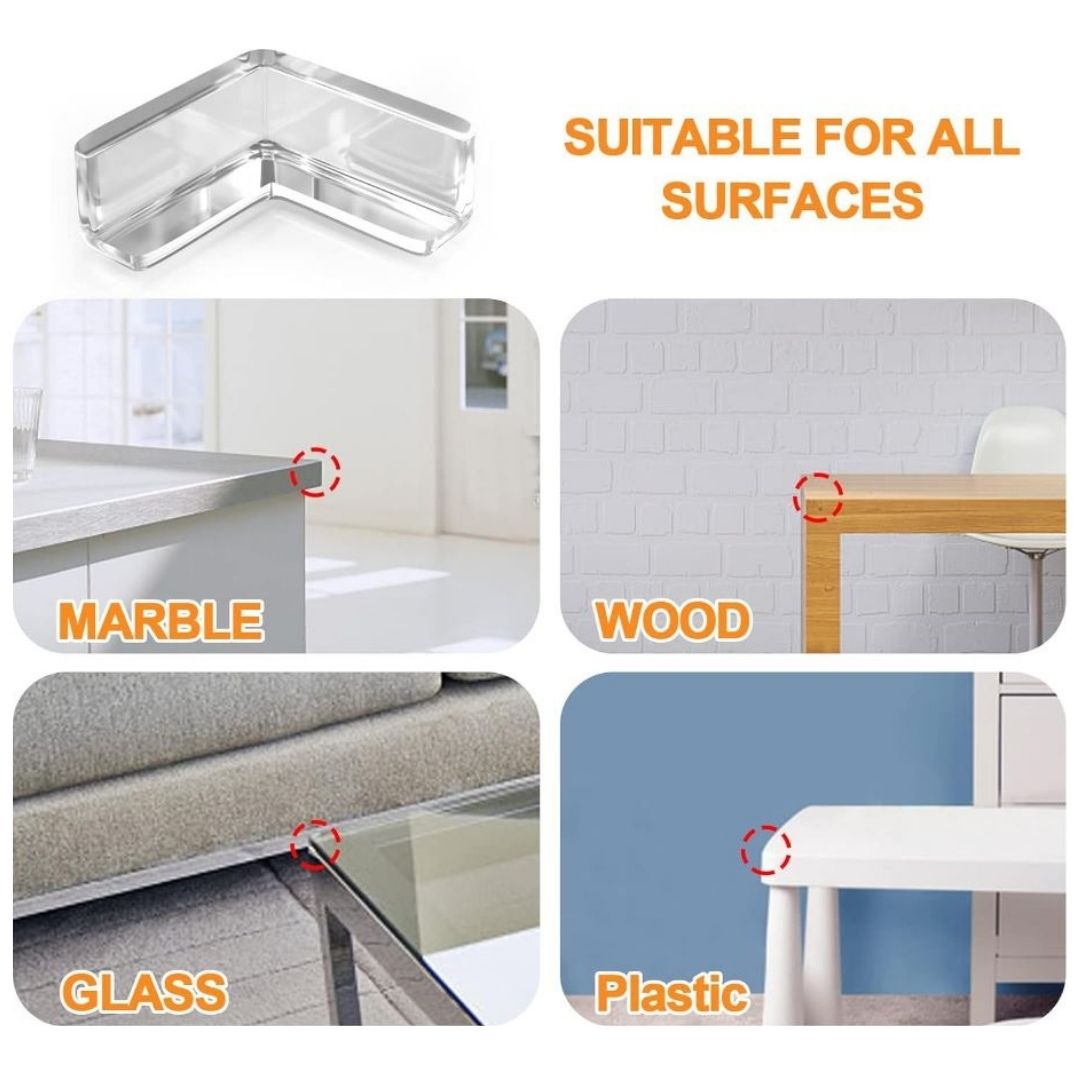 T-Shaped Transparent Baby Safety Corner Protectors – Soft Silicone 3-Sided Anti-Collision Furniture Edge Guards with Strong Adhesive 4/8/12/16 PCS Baby Proofing Bumpers for Kids Head & Knee Child
