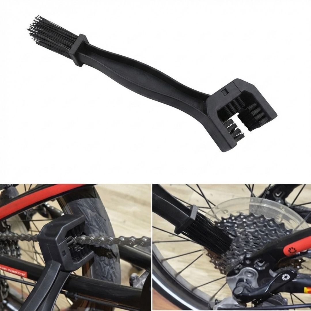 3 Sided Bike & Motorcycle Chain Cleaning Brush Tool Crankset & Chain Maintenance Scrubber ABS Nylon Durable Multi-Use Bicycle Motorbike ATV Quad Dirt Cycling Kit Big Triple
