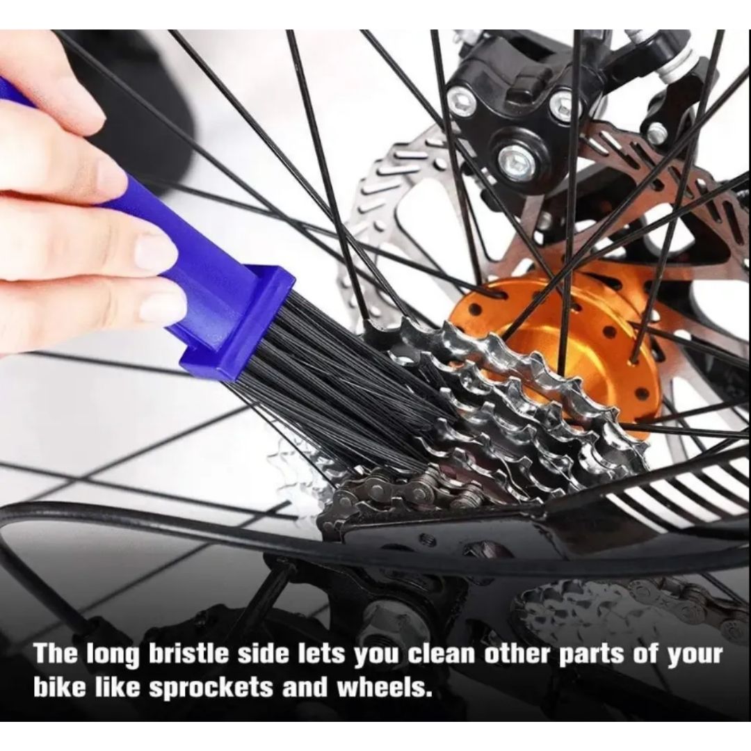 3 Sided Bike & Motorcycle Chain Cleaning Brush Tool Crankset & Chain Maintenance Scrubber ABS Nylon Durable Multi-Use Bicycle Motorbike ATV Quad Dirt Cycling Kit Big Triple
