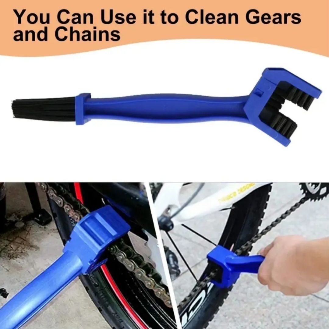 3 Sided Bike & Motorcycle Chain Cleaning Brush Tool Crankset & Chain Maintenance Scrubber ABS Nylon Durable Multi-Use Bicycle Motorbike ATV Quad Dirt Cycling Kit Big Triple