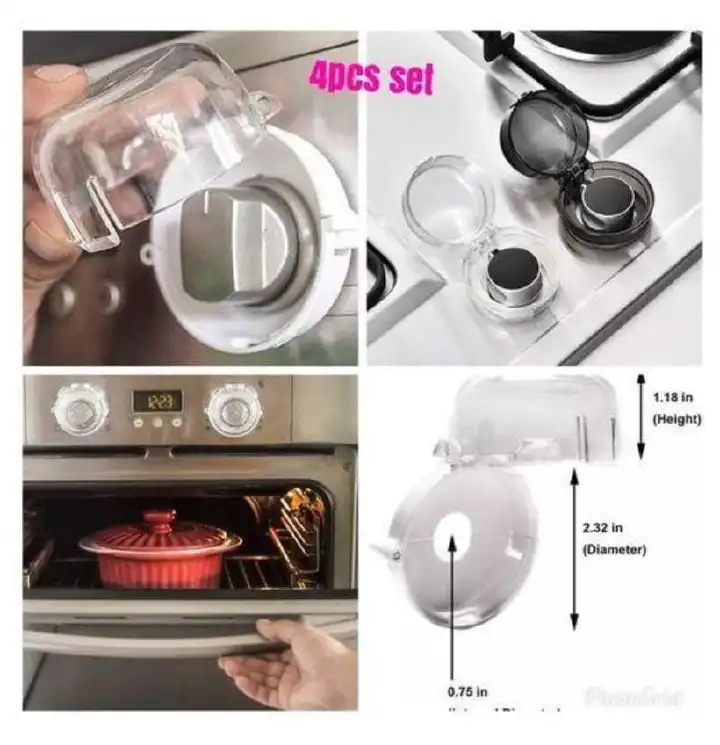 4pcs Gas Stove Switch Protective Cover - Clear Minimalist Kitchen Gas Knob Cover for Safety & Cleanliness