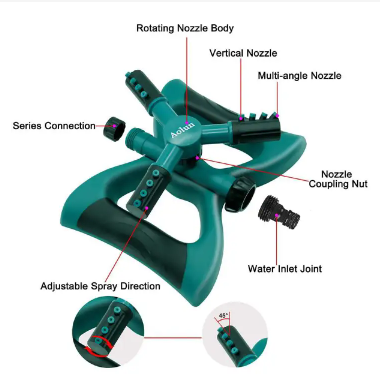 3 Arm 360⁰ Auto-Rotating Water Garden Sprinkler