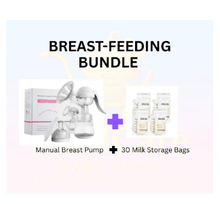 Healthy Manual Breast Pump for Breastfeeding Mothers + Free Baby Bottle Cap & 30pcs Breast Milk Storage Bags | Portable, Hygienic, BPA-Free, Strong Suction, Comfortable Breastfeeding Solution