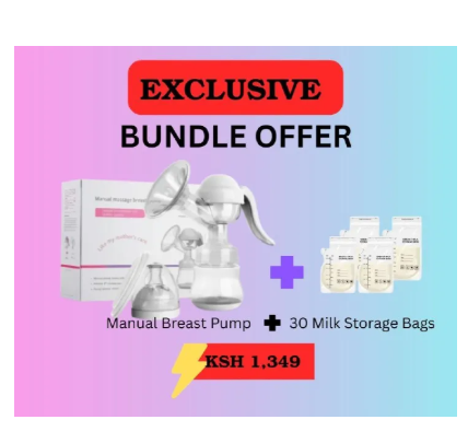 Healthy Manual Breast Pump for Breastfeeding Mothers + Free Baby Bottle Cap & 30pcs Breast Milk Storage Bags | Portable, Hygienic, BPA-Free, Strong Suction, Comfortable Breastfeeding Solution