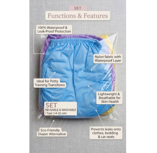 Premium Pack Washable Waterproof Baby Urine Pants - Reusable Leak-Proof Nylon Training Pants for Infants & Toddlers
Premium Pack Washable Waterproof Baby Urine Pants - Reusable Leak-Proof Nylon