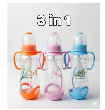 3PCS Baby Feeding Set – Water/Milk Bottles + 3 Baby Spoons + 3 Nappy Holders, OFFER OFFER OFFER 9 PIECES,  3BABY BOTTLE, 3BABY SPOONS, 3 NAPPY HOLDERS, STRONG AND DURABLE NAPPIES