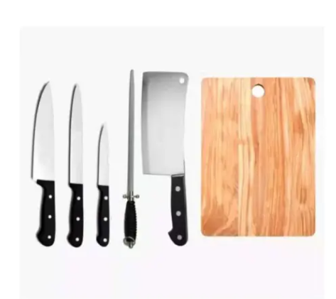 5 Pcs Stainless Steel Kitchen Knife Set with Wooden Chopping Board 5 Pcs Stainless Steel Kitchen Knife Set with Wooden Chopping Board