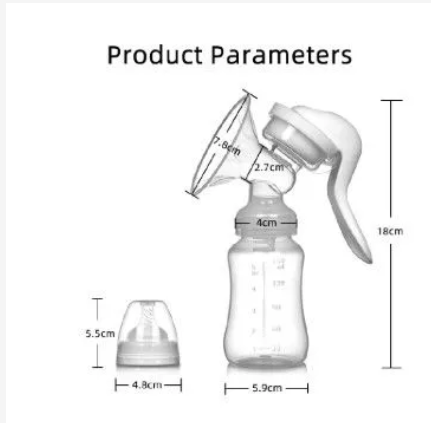 Manual Breast Pump Dual Purpose with Milk Bottle and Storage Cup BPA Free Comfortable Suction Easy to Clean Breastfeeding Pump for Nursing Mothers