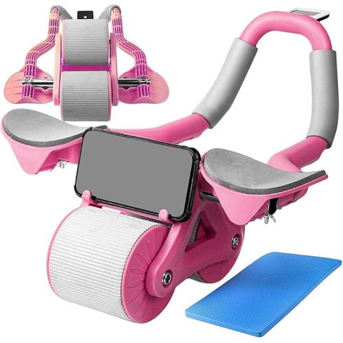 AB Automatic Rebound Abdominal Wheel Ab Roller With Timer Abdominal Trainer Abs Roller Wheel Plank Exercise Bike Abs Roller Wheel Ab Exercise Wheel (Color : Pink)