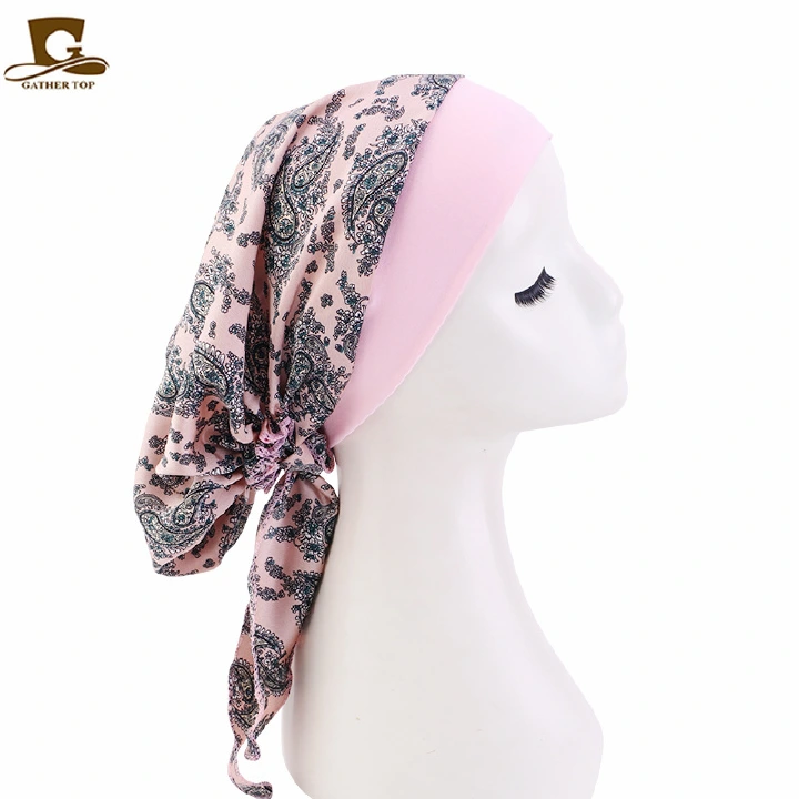 New Design Turban 100% Silk Bonnets With Elastic Band Silk Wrap Double Layer Bonnet