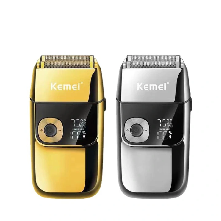 Kemei Electric Foil Shavers for Men All Metal 2 in 1 Foil Trimmer LED Waterproof Shaving Machine 3-Speed Adjustable
