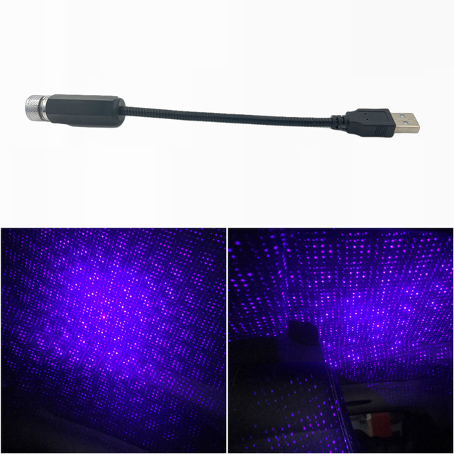 1PC Car Roof Star USB Ambient Light Adjustable Romantic Night Atmosphere Lamp Home Interior Decoration Mini Ceiling Projector