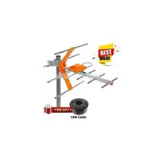 Phelistar Digital TV Aerial + 10mtr Cable + Free Cable Clips.Digital antenna Strong signal Coaxial cable  UHF/VHF