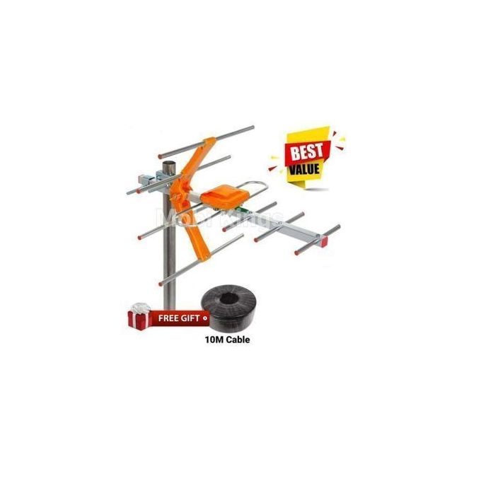 Phelistar Digital TV Aerial + 10mtr Cable + Free Cable Clips.Digital antenna Strong signal Coaxial cable  UHF/VHF