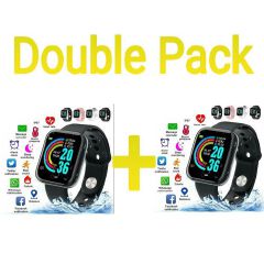 Generic Y68 Fitness Tracker Smartwatch -Black//Double Pack