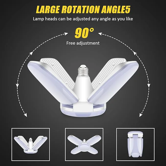 LED Garage Lights , 28W LED Shop Light Adjustable 4 Adjustable Panels Ceiling Light, E26/E27 Garage Lights Ceiling Led Daylight for Shop, Basement, Workshop, High Bay Light，Indoor,living room，LED LAMP