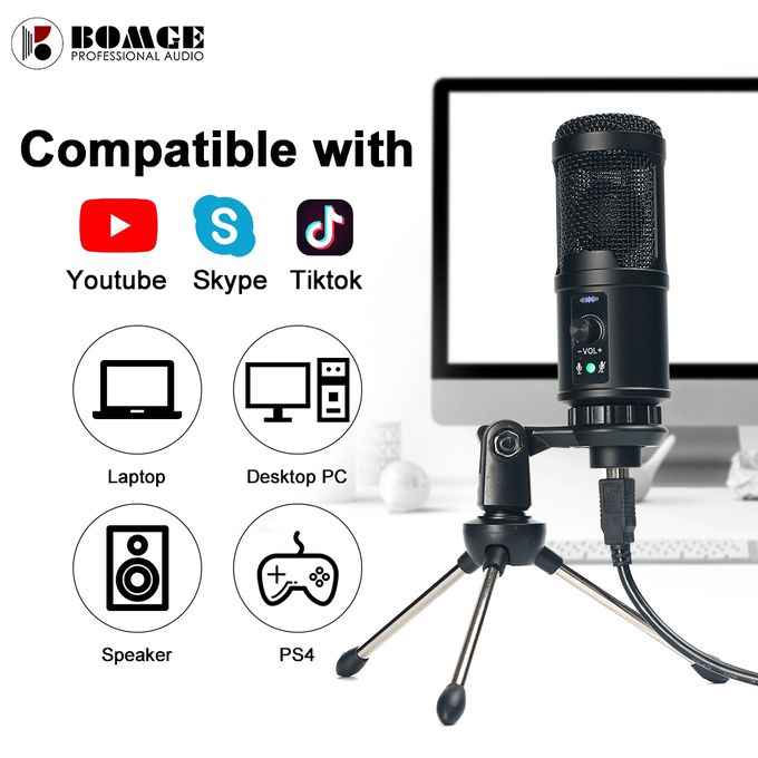 BOMGE USB Condenser Studio Recording Boom Mic For Gaming,meeting