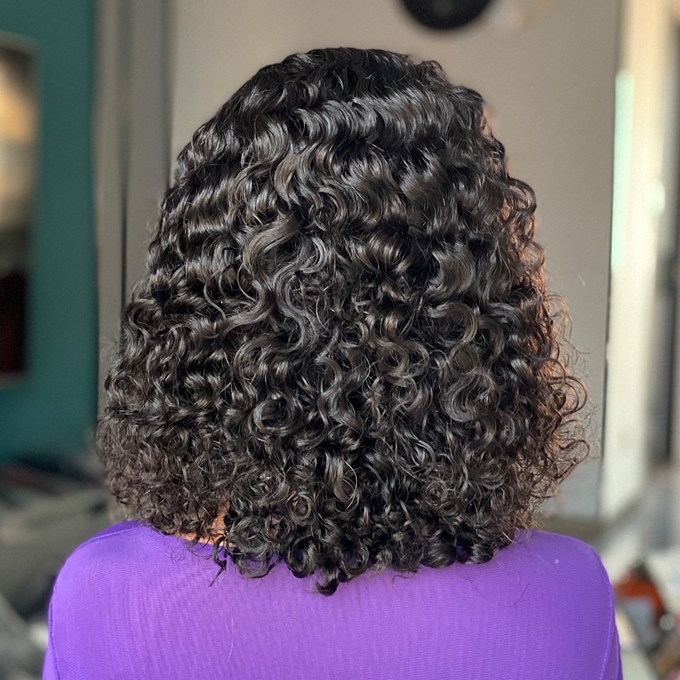 Water Wave Bob 13x4 Lace Frontal Human Hair Wig 180 Density Bob Wig Natural Black