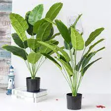 3-in-1 140cm Artificial Banana Plant with Pot, Vase & River Rock Decorative Pebbles – Realistic Faux Tropical Plant Décor