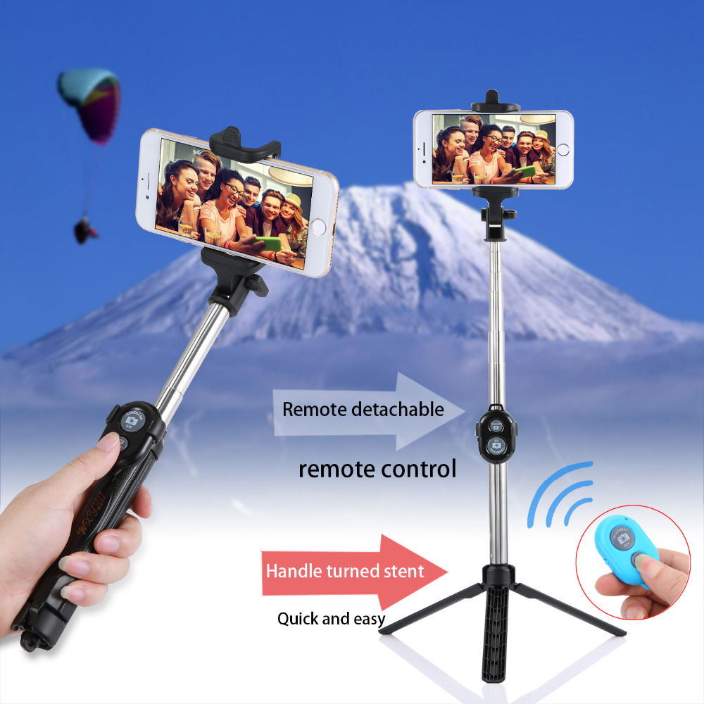 Bluetooth Shutter Selfie Stick + Tripod Monopod Sticks Remote Control Stand Holder bluetooth button