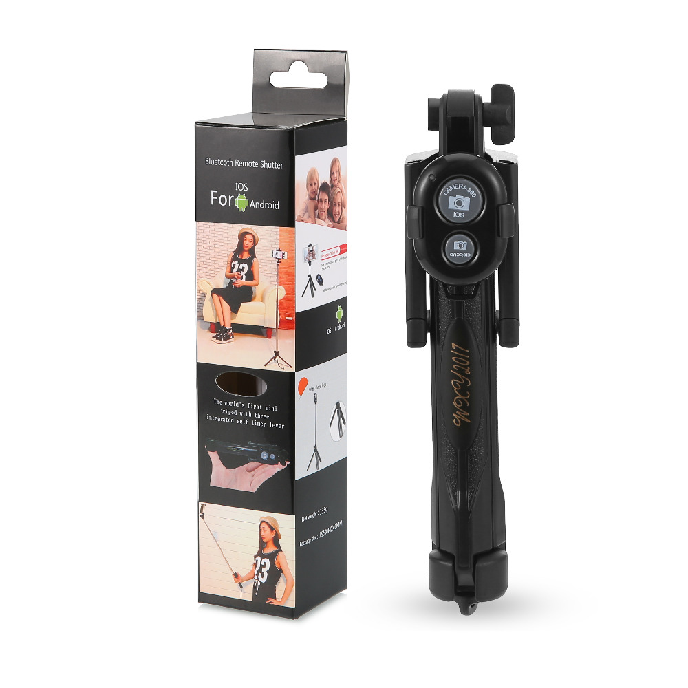 Bluetooth Shutter Selfie Stick + Tripod Monopod Sticks Remote Control Stand Holder bluetooth button